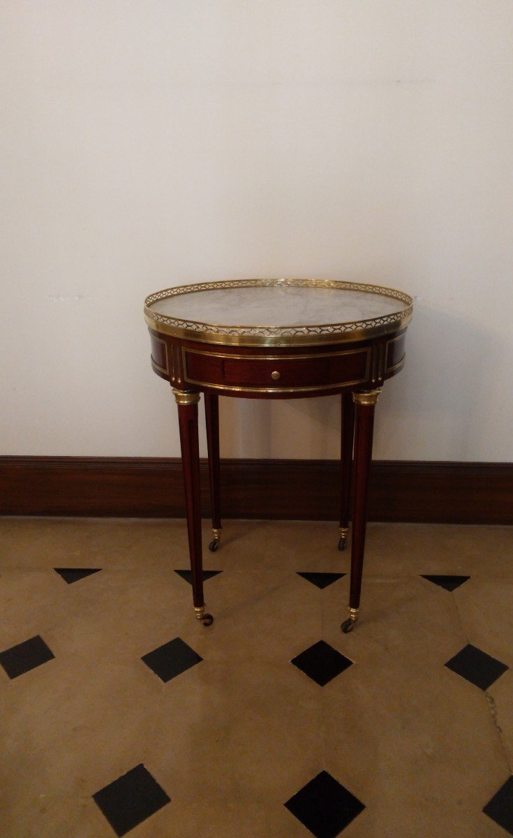 Table Bouillote En Acajou Et Placage Acajou , Style Louis XVI , Vers 1850-photo-4