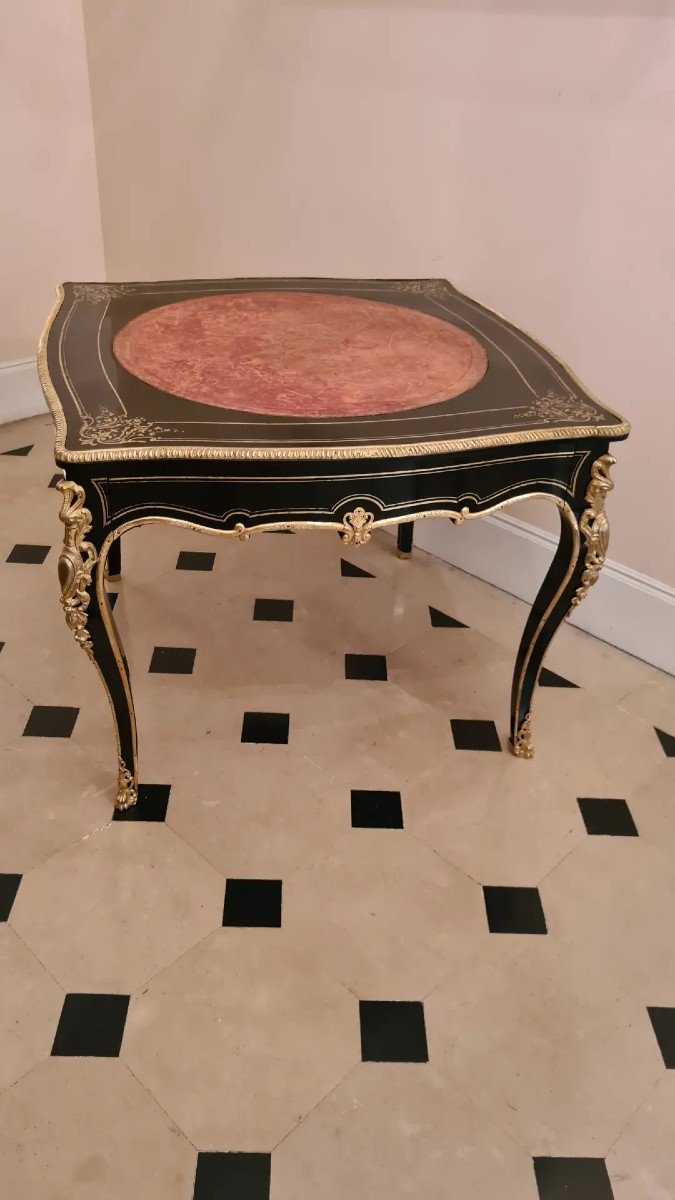 Table De Salon Ou Table à  Jeux En Ebène,  époque Napoléon III.-photo-2