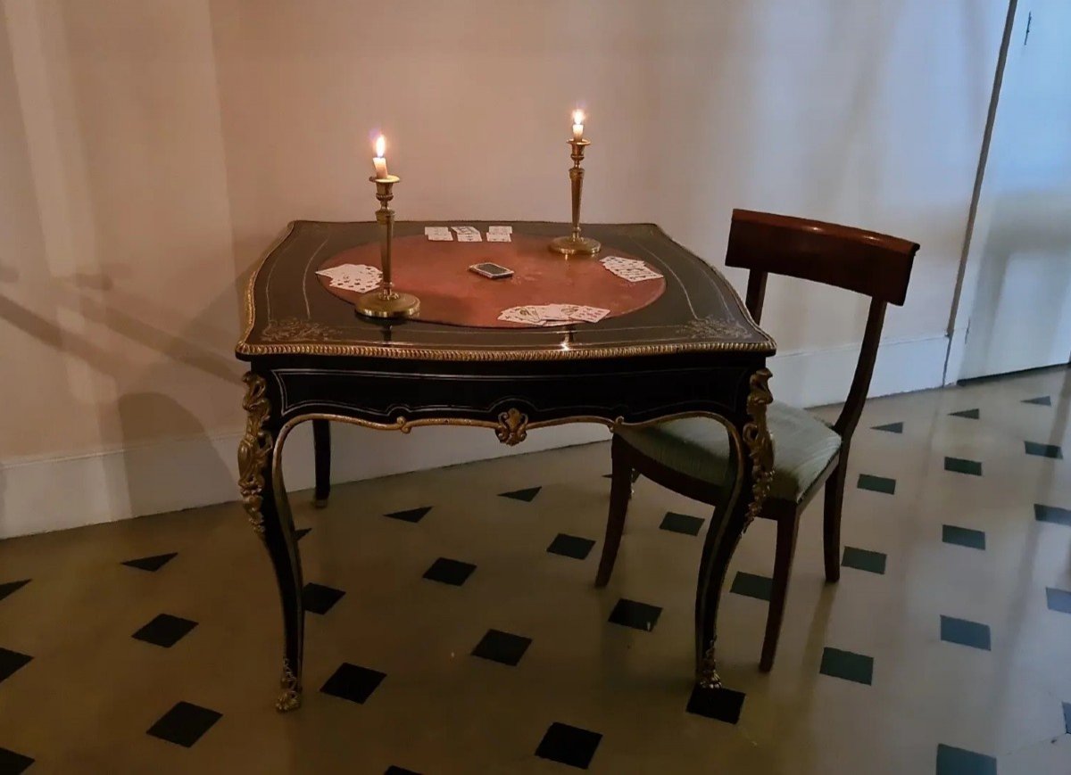 Table De Salon Ou Table à  Jeux En Ebène,  époque Napoléon III.-photo-3
