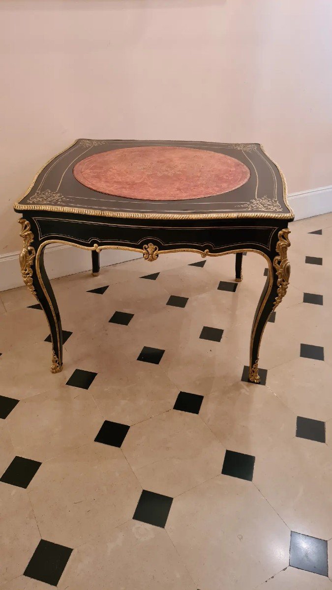 Table De Salon Ou Table à  Jeux En Ebène,  époque Napoléon III.-photo-4