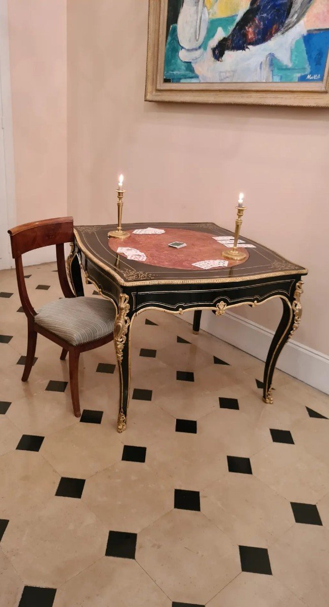 Table De Salon Ou Table à  Jeux En Ebène,  époque Napoléon III.-photo-3