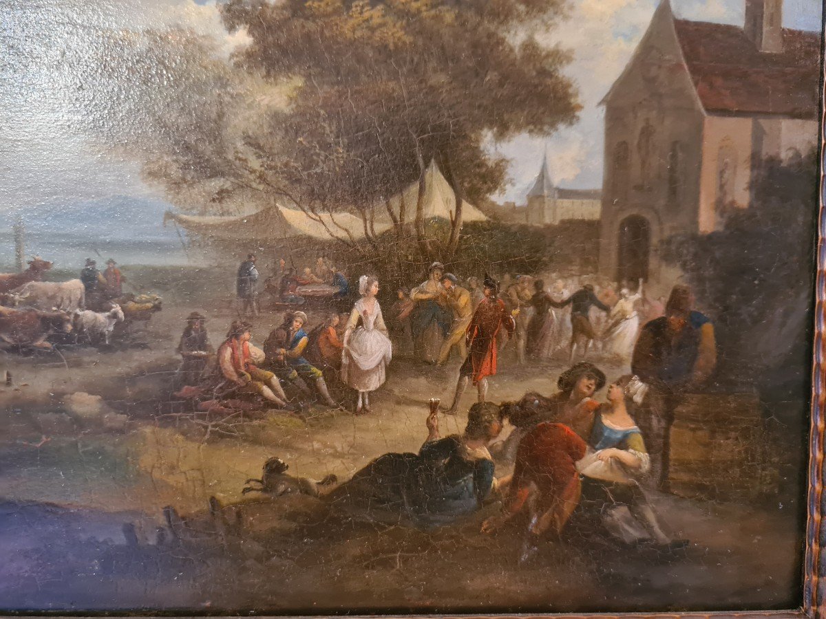 Fête De Village Animée,  Fin Du XVIIIème , Entourage De Jean-Louis Demarne (1752-1829)-photo-3