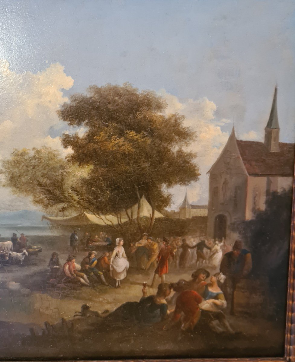 Fête De Village Animée,  Fin Du XVIIIème , Entourage De Jean-Louis Demarne (1752-1829)-photo-1