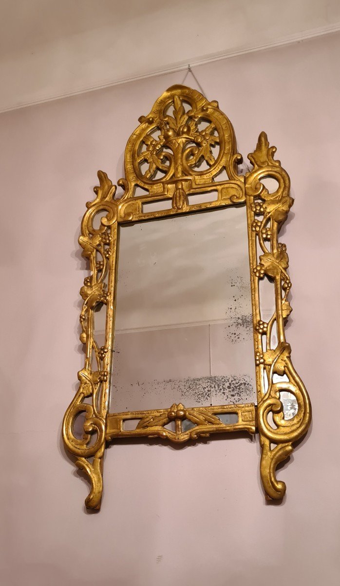 Miroir à Parecloses De Beaucaire, En Bois Doré, époque Louis XV, Vers 1750. -photo-2