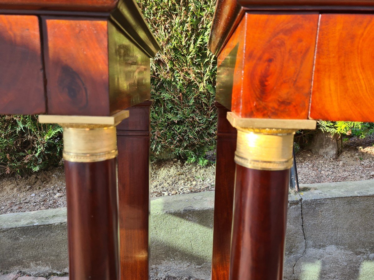 Large Pair Of Empire Consoles In Mahogany And Mahogany Veneer Circa 1812-photo-3