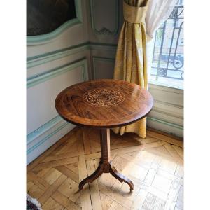 Tripod Pedestal Table Decorated With Garlands Charles X Period (1824-1830).