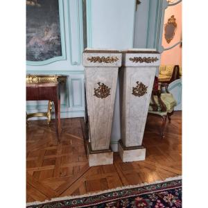 Pair Of Sheaths In White Marble, Louis XIV Style, Second Half XIXth