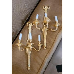 Rare Suite De 4 Appliques Signée Maison Charles - Prov Hôtel Meurice 