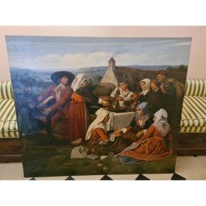 Pierre Charles Poussin (1819-1904) The Beggars' Festival - Dated And Signed 1855 - 119 X 139 Cm