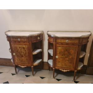  Pair Of Half-moon Consoles Known As "english Style", Stamped Ame Fournier - Ep Napoleon III