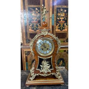 Tabletop Cartel Clock And Its Rosewood Veneer Base - Napoleon III Period -