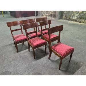 Suite De 6 Chaises En Acajou Massif , Angleterre XIXème , époque Regency , Parfait état