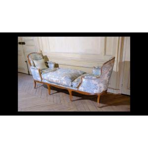 Chaise longue de repos ou duchesse en bateau en noyer  époque Louis XV
