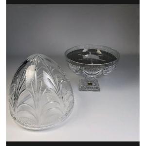 Ovoid Champagne Cooler In Clear Blown Crystal