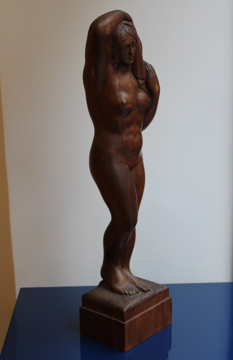 Sculpture En Bois Signée R.barou -photo-2