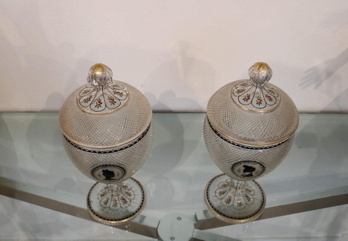 Pair Of Bohemian Crystal Covered Vases-photo-4