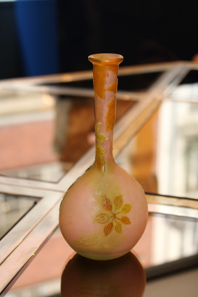 Soliflore Vase Signed Gallé, Art Nouveau-photo-2