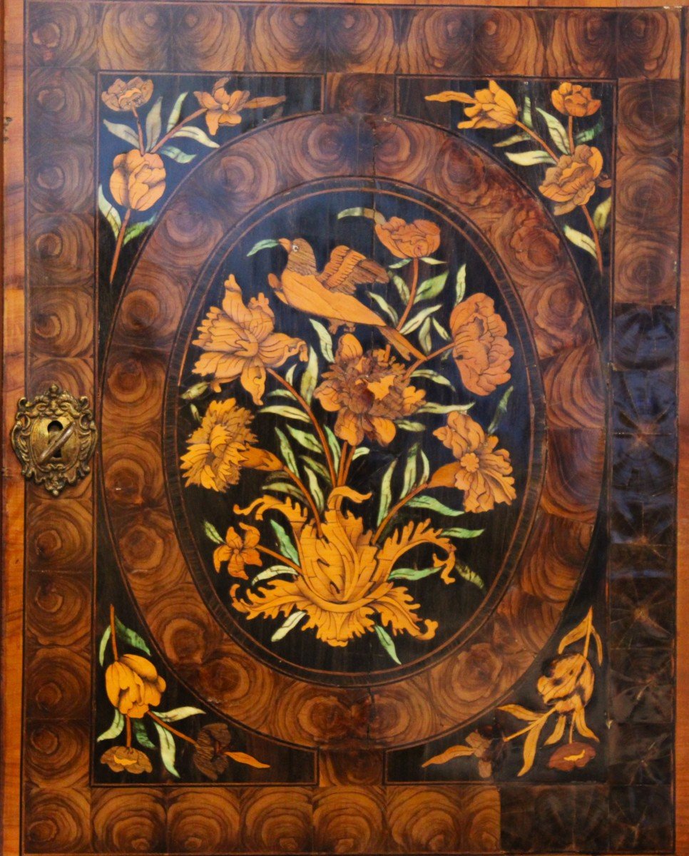 Marquetry Cabinet, Late 18th Century-photo-3