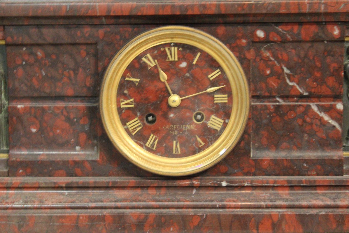 Grande pendule surmontée d’un groupe en bronze, d’après Auguste Clésinger, Barbedienne, fin XIX-photo-3