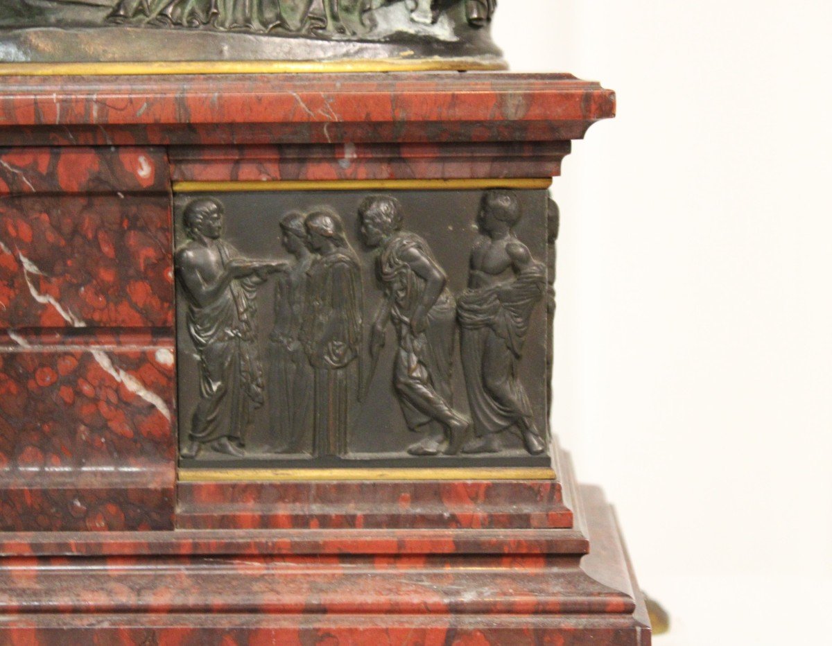 Grande pendule surmontée d’un groupe en bronze, d’après Auguste Clésinger, Barbedienne, fin XIX-photo-4