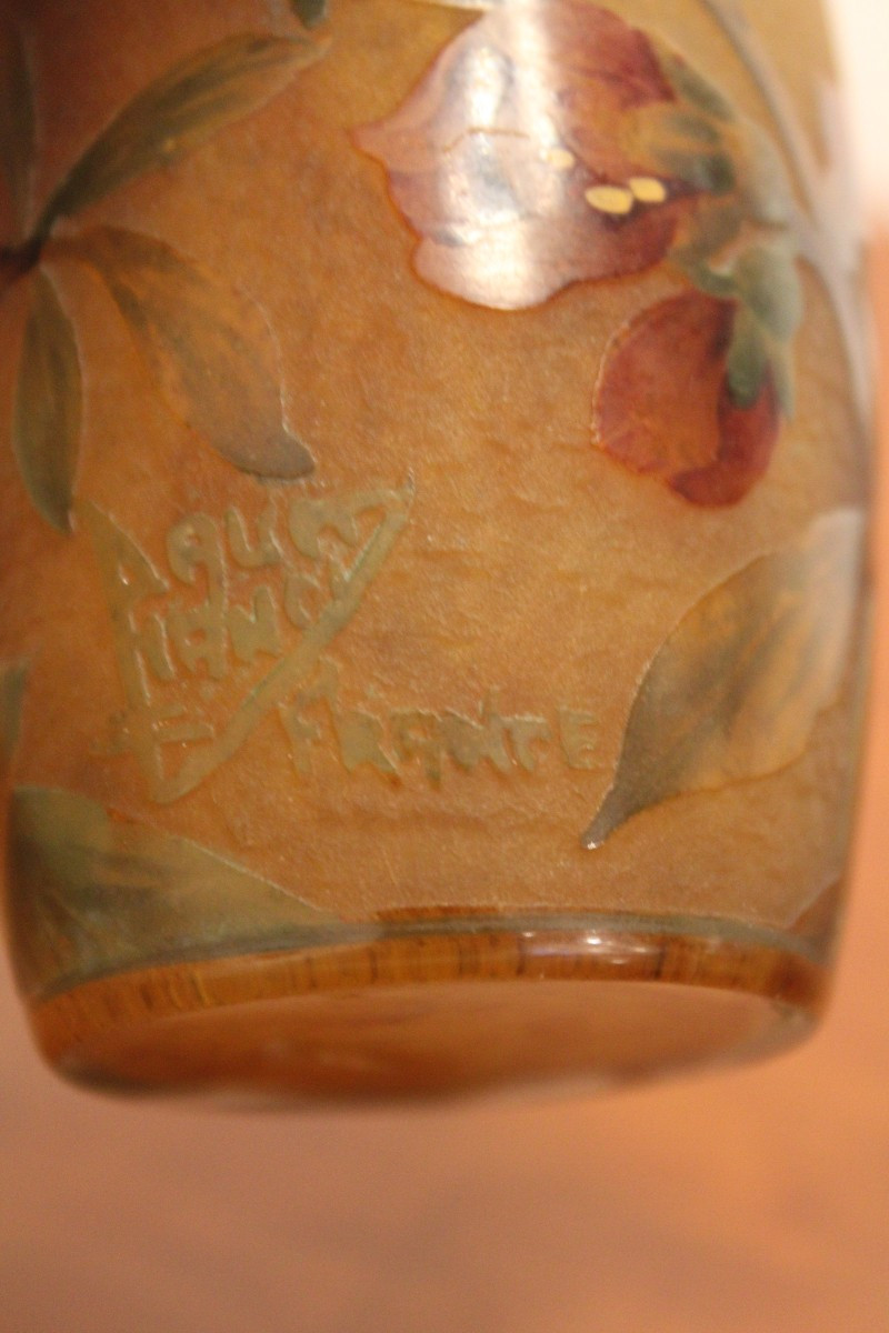 Petit vase Daum Nancy à décor de rameaux et fleurs, Art Nouveau-photo-2