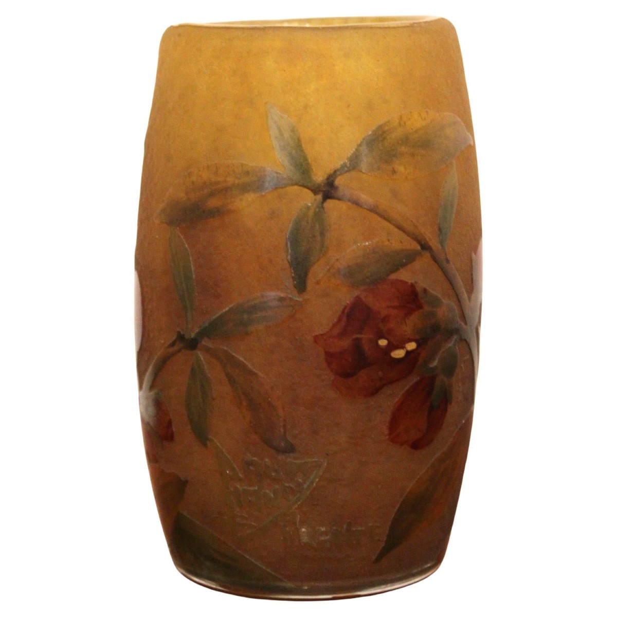 Petit vase Daum Nancy à décor de rameaux et fleurs, Art Nouveau