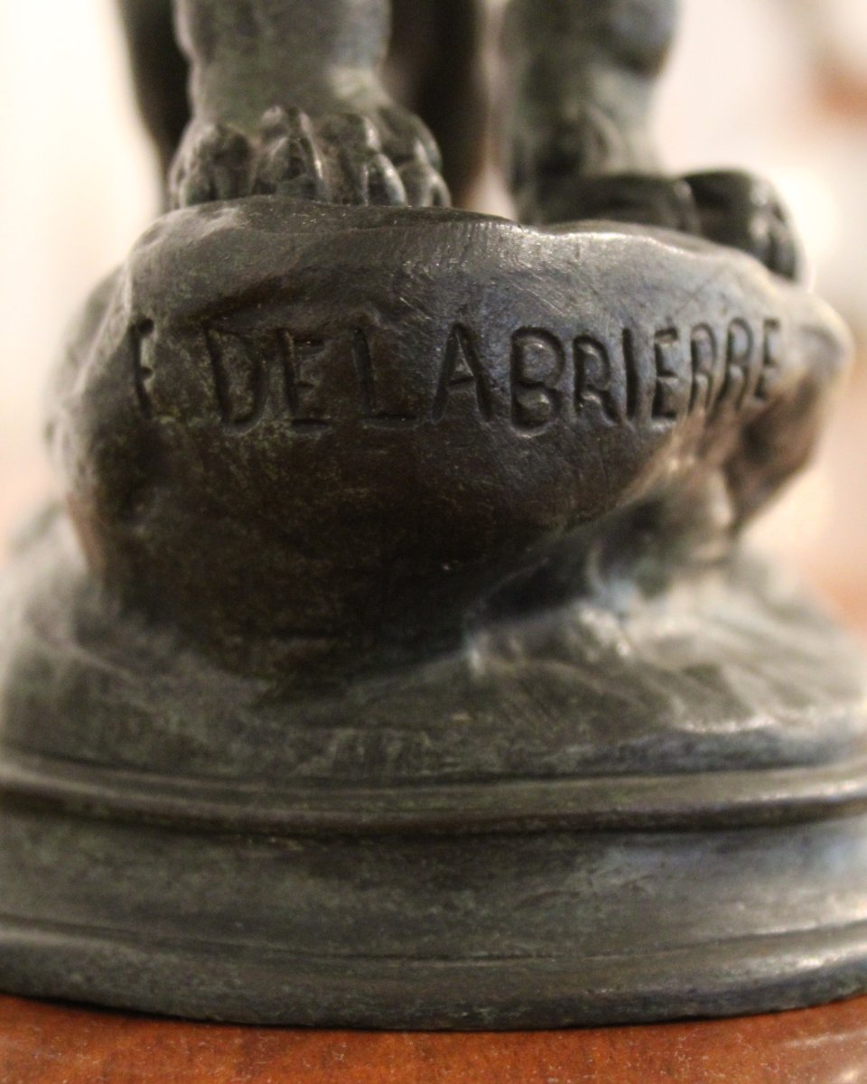 Bronze Lion By édouard Paul Delabrierre, 19th Century-photo-2