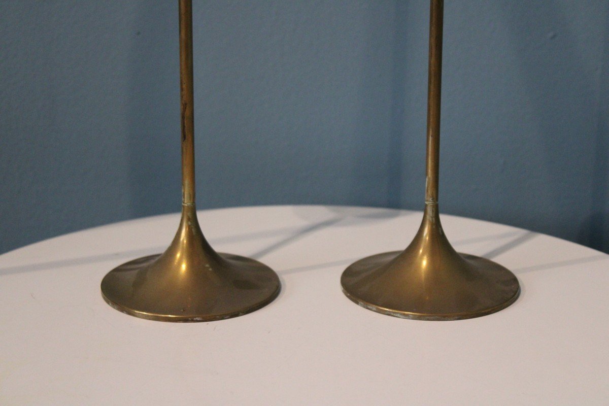 Bougeoirs En Laiton par Max Bruël, Danemark Circa 1960-photo-5