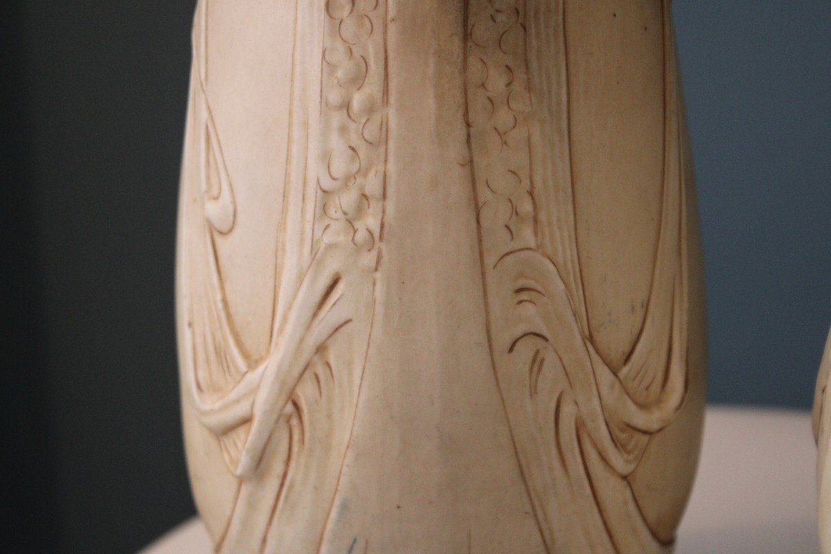 Paire De Vases En Porcelaine Royal Dux Bohemia, Art Nouveau XIXe Siècle-photo-4