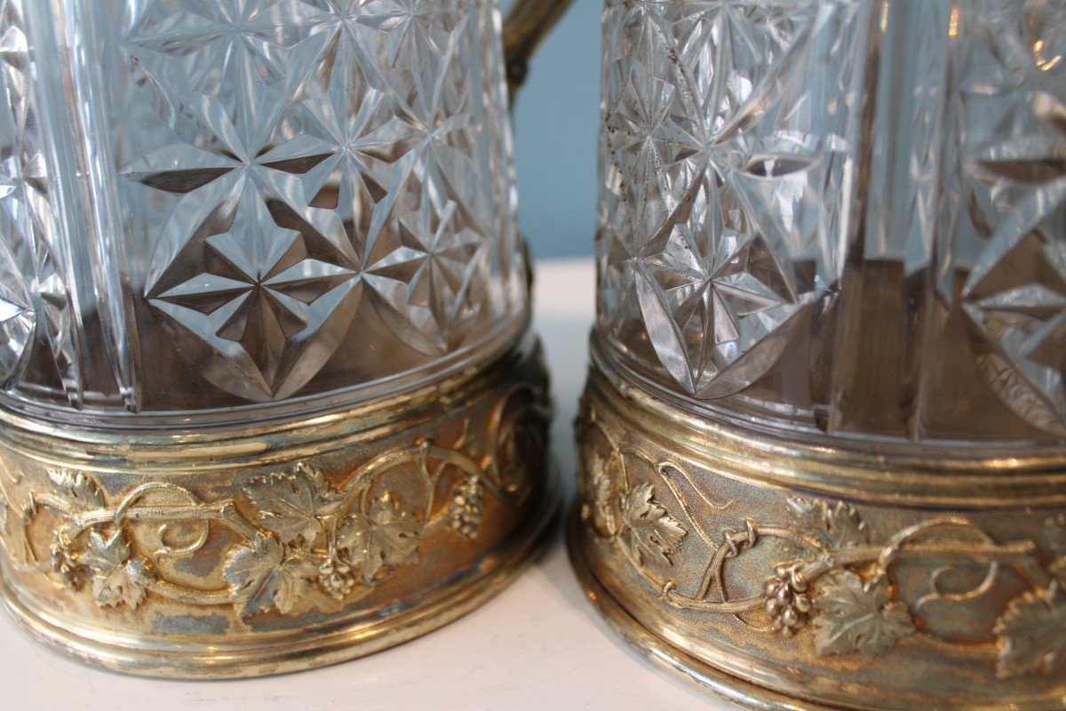 Pair Of Odiot Ewers In Crystal And Vermeil In Their Chest. Nineteenth Century-photo-2