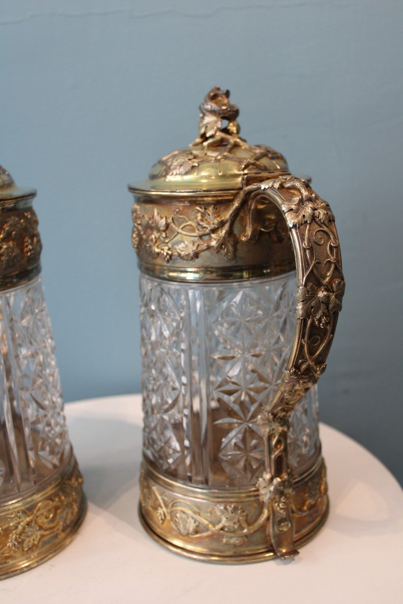 Pair Of Odiot Ewers In Crystal And Vermeil In Their Chest. Nineteenth Century-photo-6