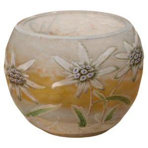 Small Vase With Edelweiss Decor, Daum, Circa 1900