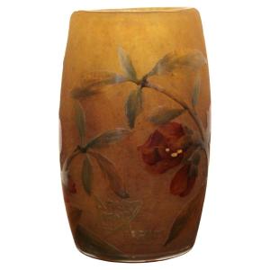 Petit vase Daum Nancy à décor de rameaux et fleurs, Art Nouveau