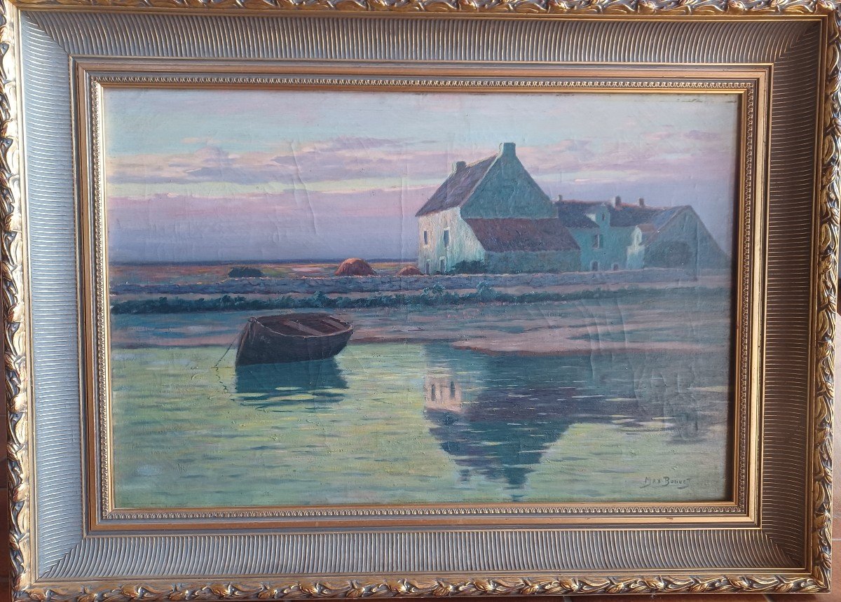 Max Bouvet, Paysage De Guérande Huile Sur Toile