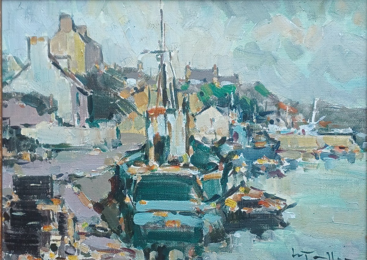 Jean Louis Le Toullec, Boats At Quay, Brittany-photo-2