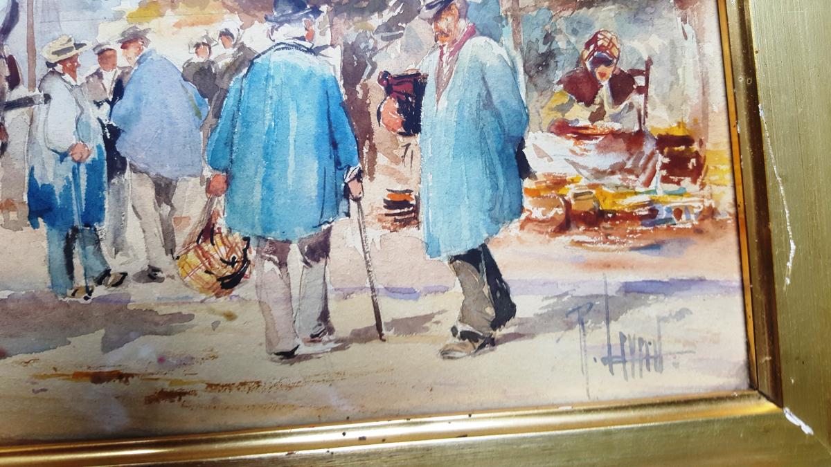 René Leverd, Watercolor, Scene Fair In The Loiret-photo-4