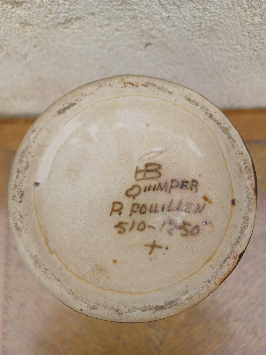 Vase Odetta Paul Fouillen Hb Quimper Brittany-photo-3