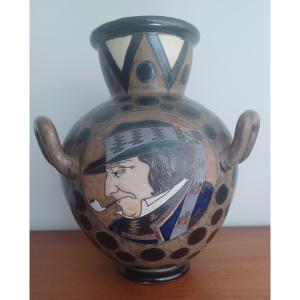 Important Vase Paul Fouillen, Période Odetta Hb Quimper Bretagne
