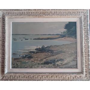 Oil Signed Alfred Boisecq, Arradon, Gulf Of Morbihan, Brittany 