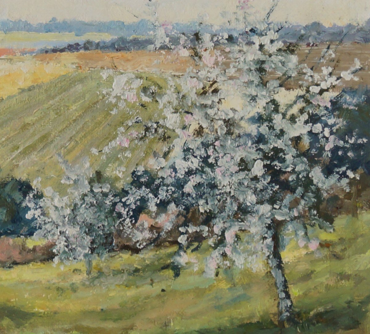 French And Post-impressionist School Of The 20th Century "apple Trees In Pays De Bray" By Derotte.-photo-3