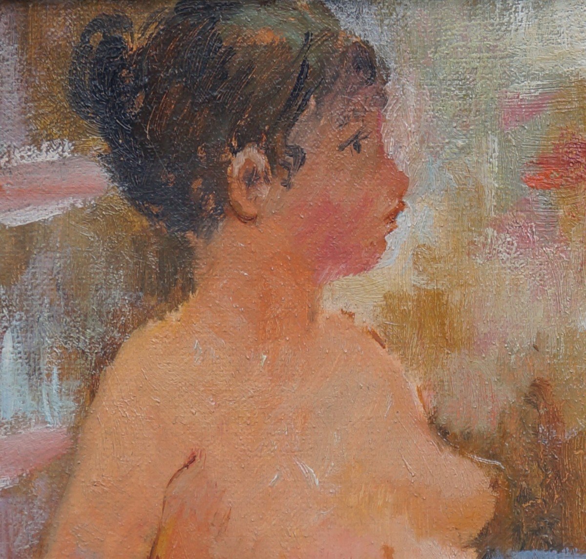 French School Of The Twentieth "nude Young Girl" By Louise Elisabeth Anselme Charmasson (1923-)-photo-1