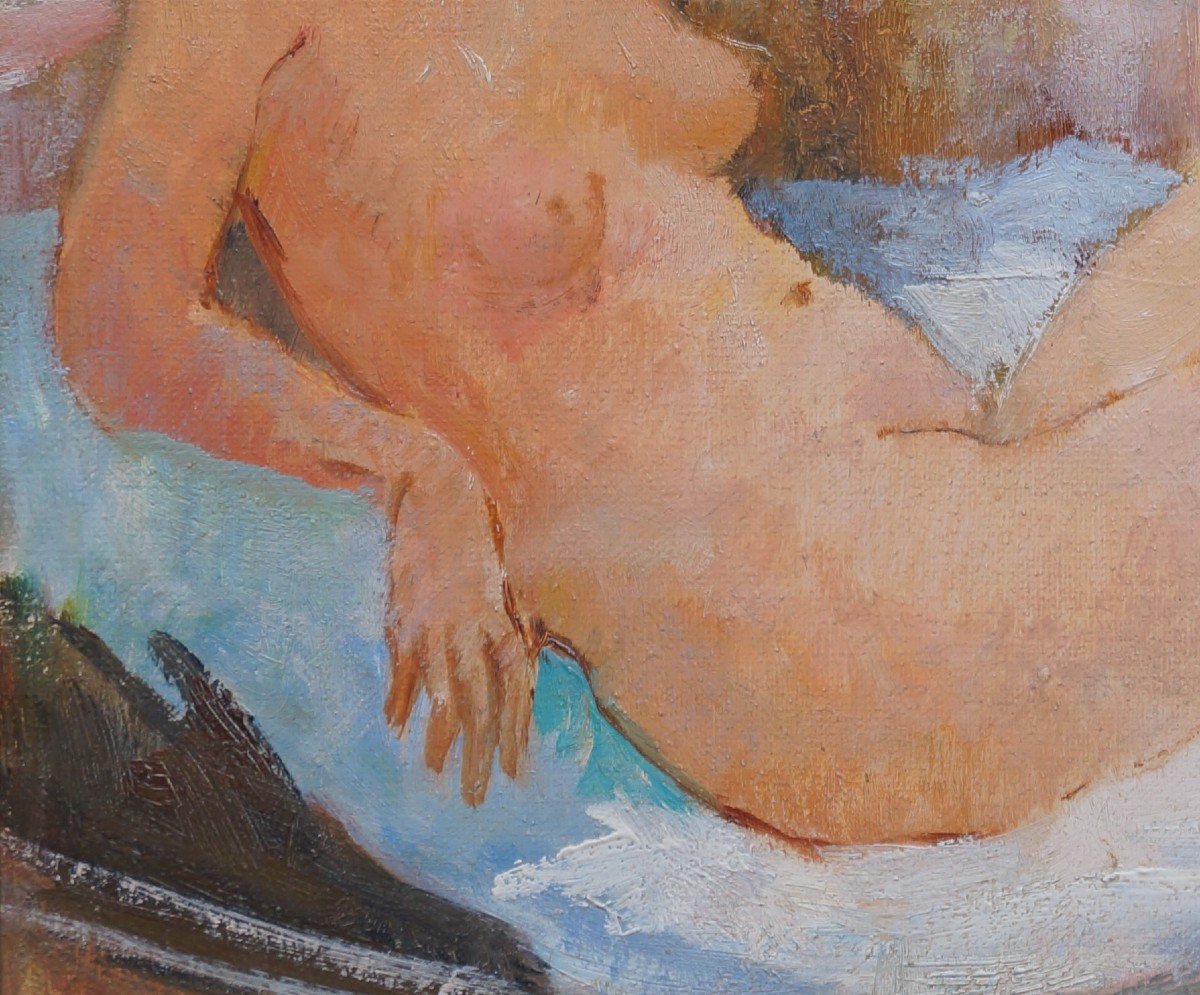 French School Of The Twentieth "nude Young Girl" By Louise Elisabeth Anselme Charmasson (1923-)-photo-2