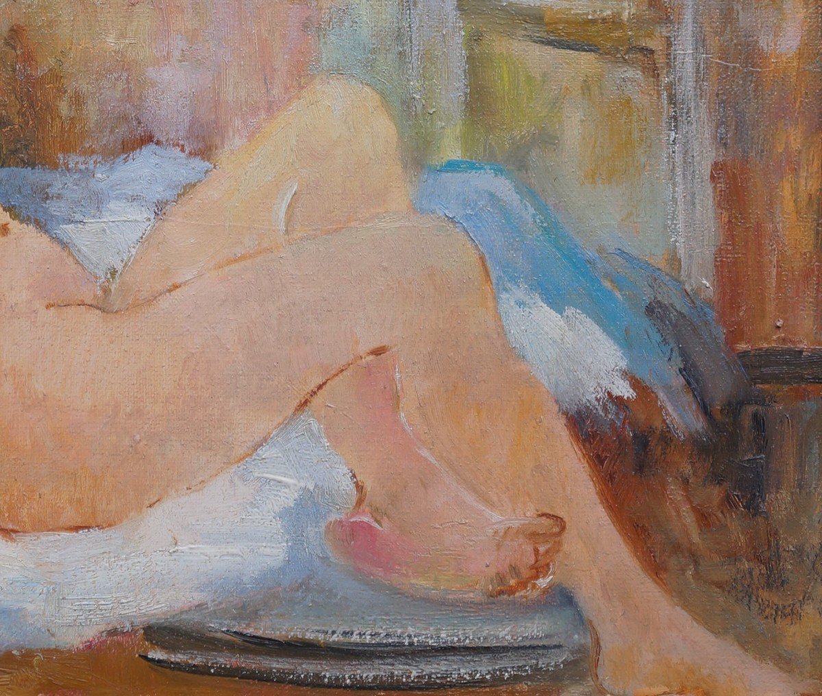 French School Of The Twentieth "nude Young Girl" By Louise Elisabeth Anselme Charmasson (1923-)-photo-3