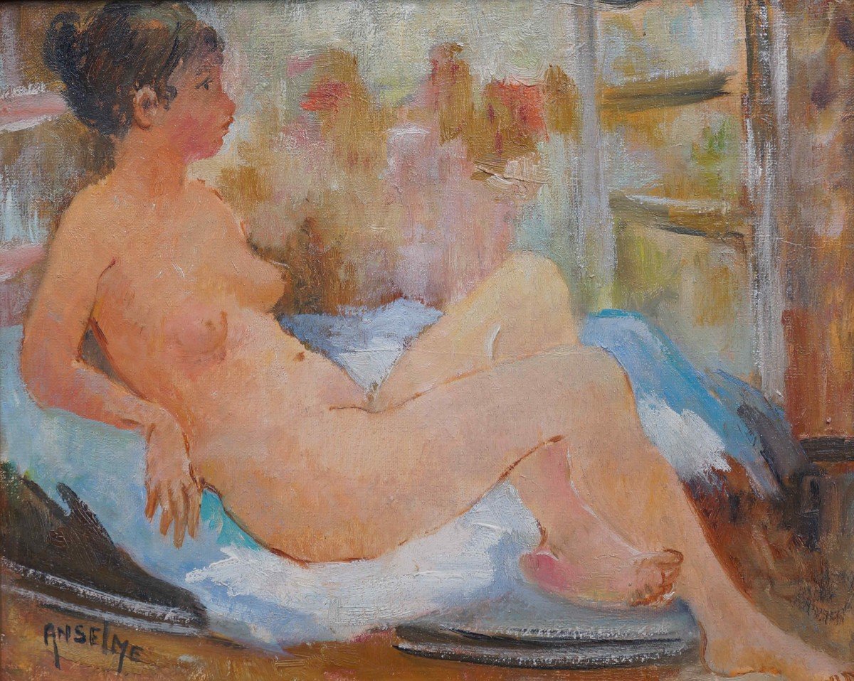 French School Of The Twentieth "nude Young Girl" By Louise Elisabeth Anselme Charmasson (1923-)
