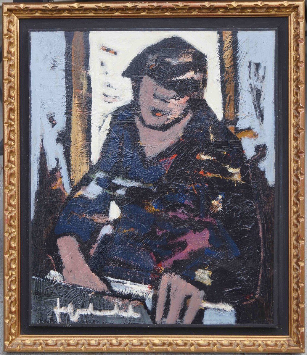 Ecole Française et Normande du XXème « Portrait d’homme » Par Jef FRIBOULET (1919-2003)-photo-3