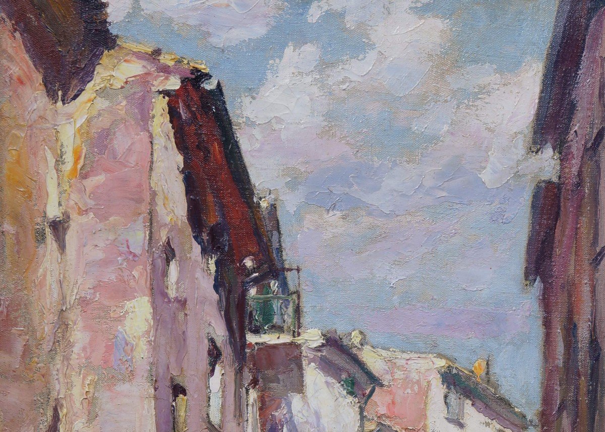 20th Century School “old Street, Provençal Village” Gaston Leenaerts (1888-).-photo-4