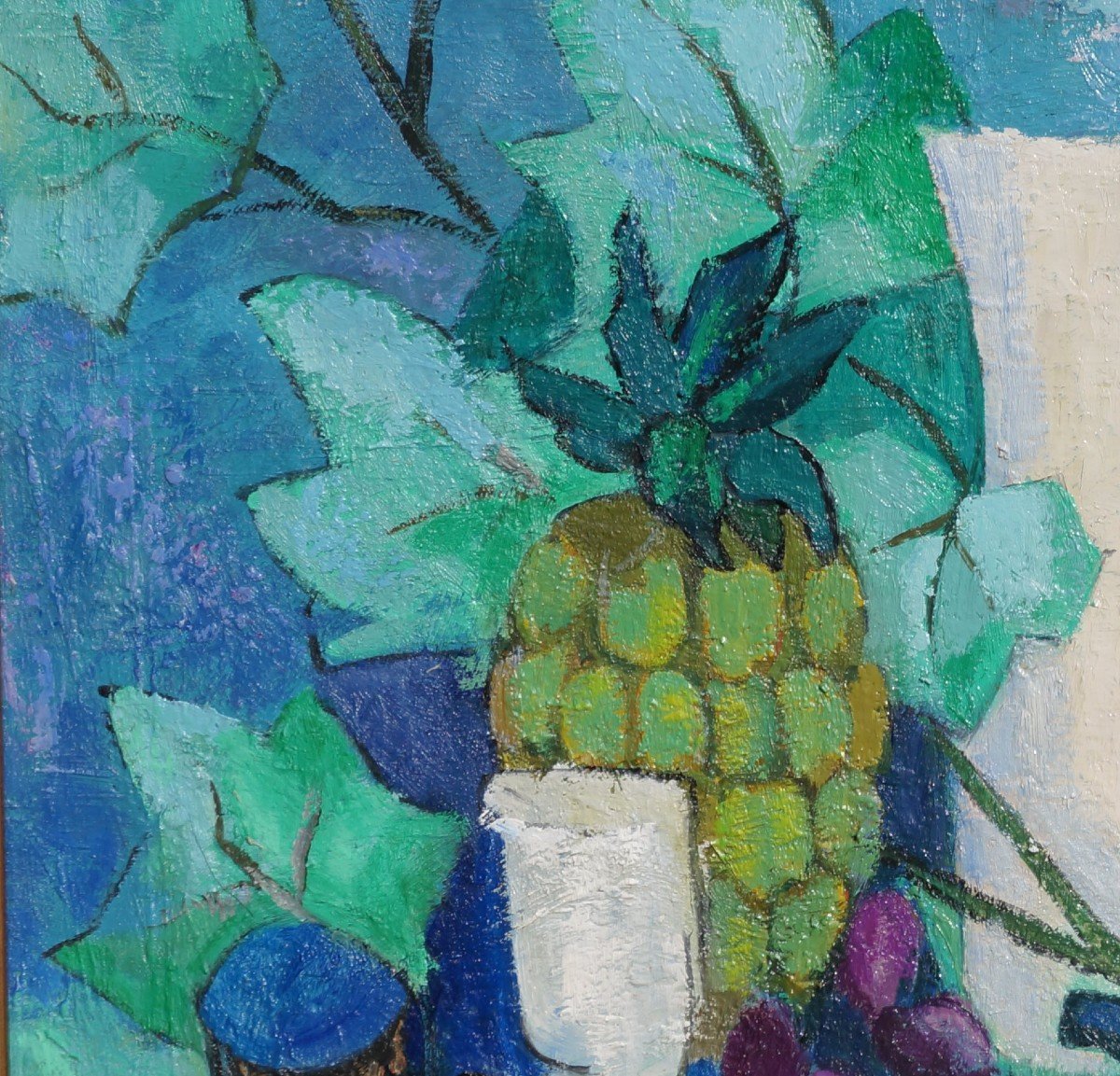 French School Of The 20th Century “still Life With Pineapple” By Antoinette Cleper-photo-3