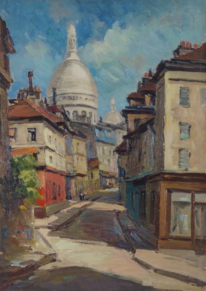 French And Paris School Of The 20th Century “paris Montmartre, Rue Norvins” By Anonymous.
