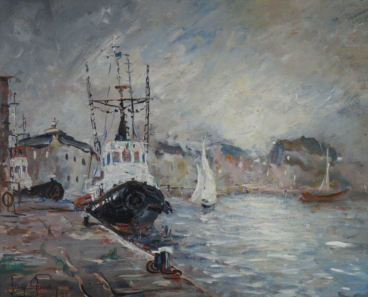 French School, Post-impressionist From The 20th Century “abeille Au Havre” By Henri Gaudin.-photo-2