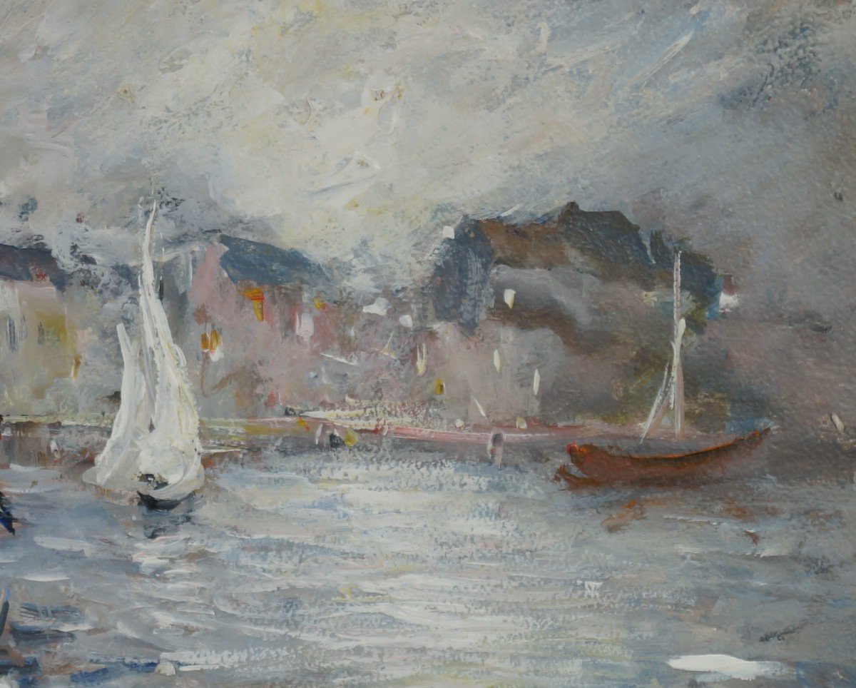 French School, Post-impressionist From The 20th Century “abeille Au Havre” By Henri Gaudin.-photo-2